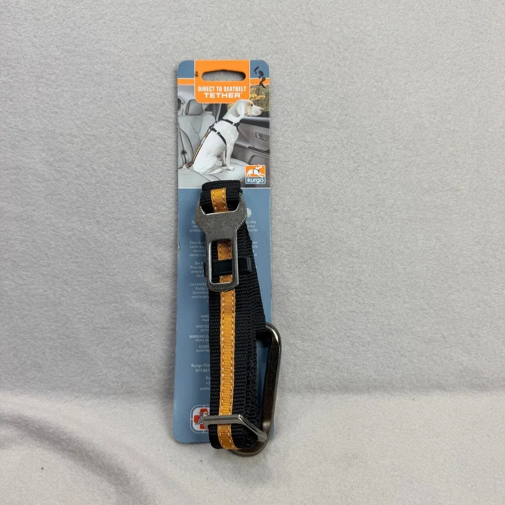 Kurgo Direct to Seatbelt Tether Dog Car Travel Safety Restraint Black Orange NEW